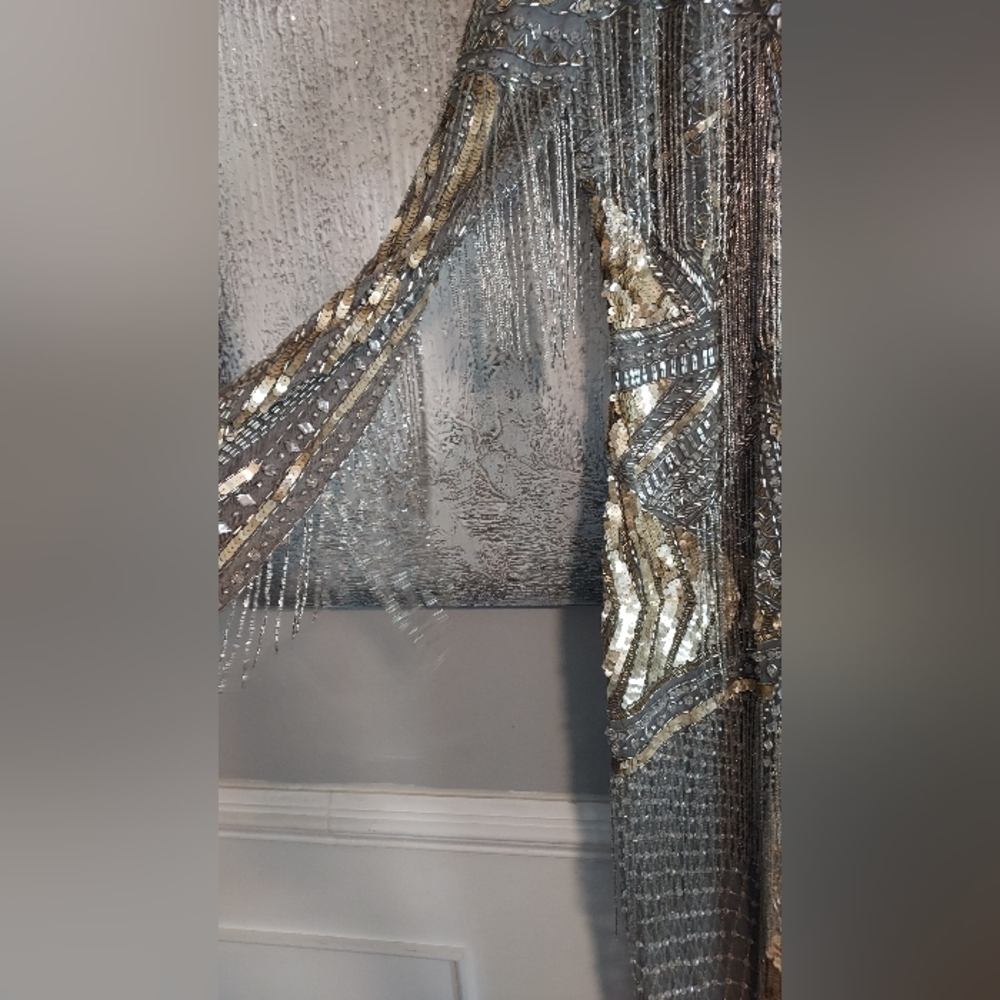 ASOS EDITION Curce Statement Embellished Sequins Fringe Gold and Silver  Sz-14 - Picture 11 of 12